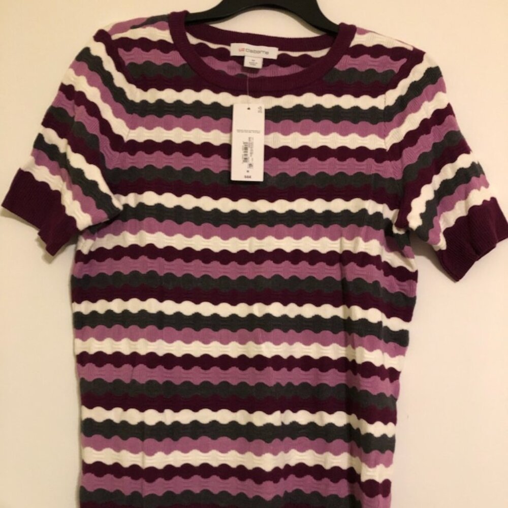 Liz Claiborne Womens Crew Neck Short Sleeve Pullover Sweater